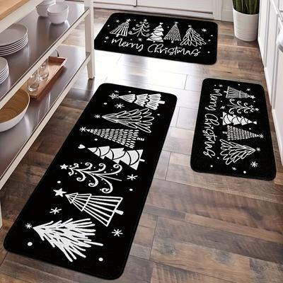 1 Peça Tapetes de Cozinha Antifadiga, Estampa de Árvore de Natal Impermeável Antiderrapante Espesso Acolchoado Tapete de Cozinha Conforto para Ficar em Pé para Cozinha
