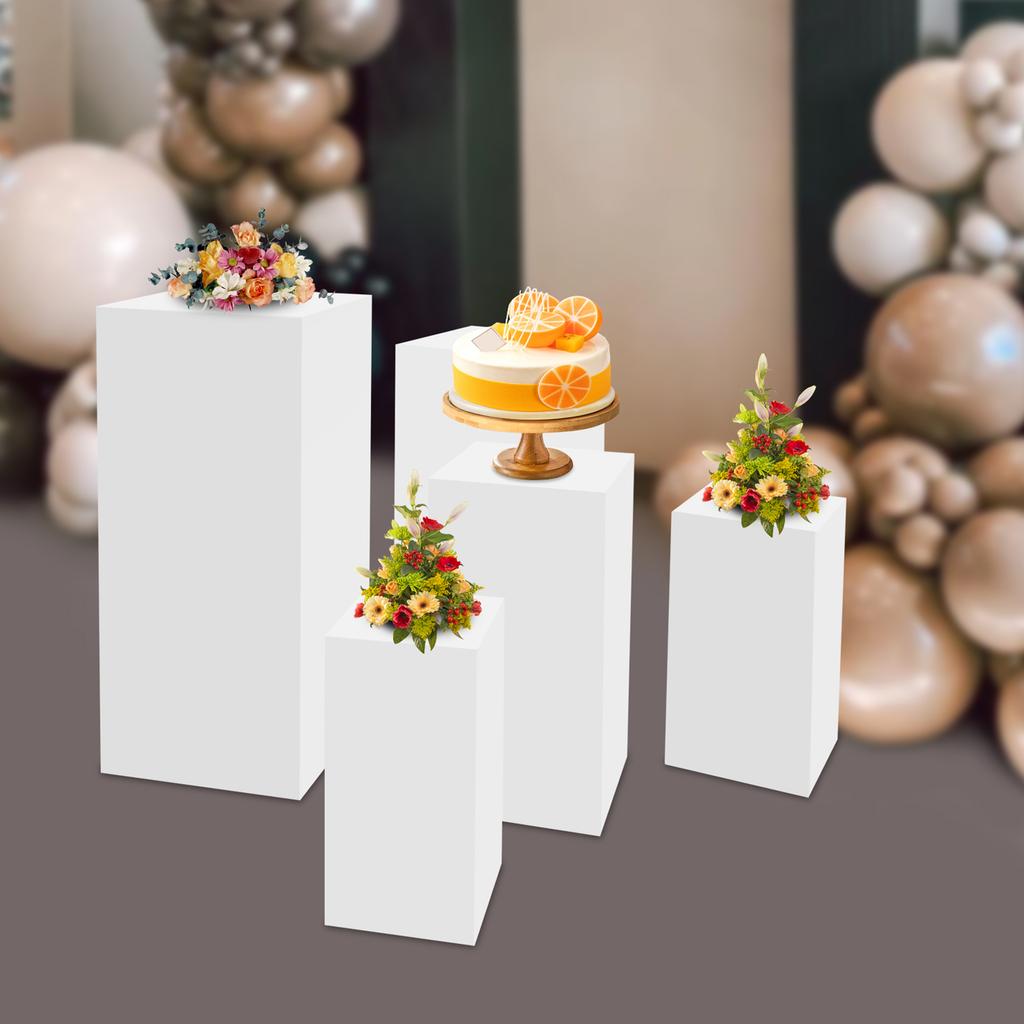 5-Tier Square Pedestal Stand Set, Multi-Functional Dessert Display Stand, Sturdy Iron Construction,Capacity 25kg Per Stand