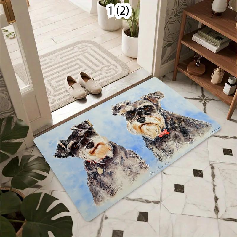 Felpudo Schnauzer Entrada Pasillo Alfombra Decorativa para Suelo Interior Exterior Fibra de Coco Texturizada Duradera Antideslizante Entrada Casa Mascotas