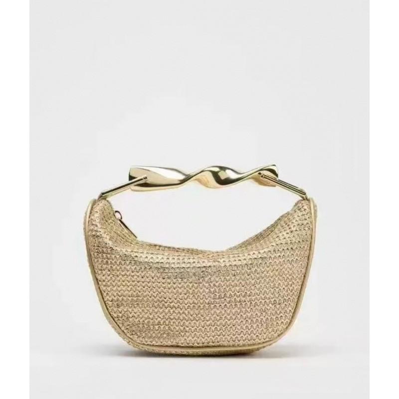 Z Family Cross-border Women's Bag 2025 New Handheld Woven Retro Semi-finished Materials Matching All