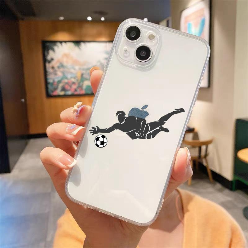 Fußball Fußball Stoßfeste klare Telefonhülle für iPhone 14 13 12 11 Pro Max 7 8 Plus X XR XS Max SE 2022 Silikonhülle Fundas