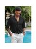 Men's Casual Cotton Linen Stand Collar Shirt - European & American Style for Summer Beach Vacation 2023