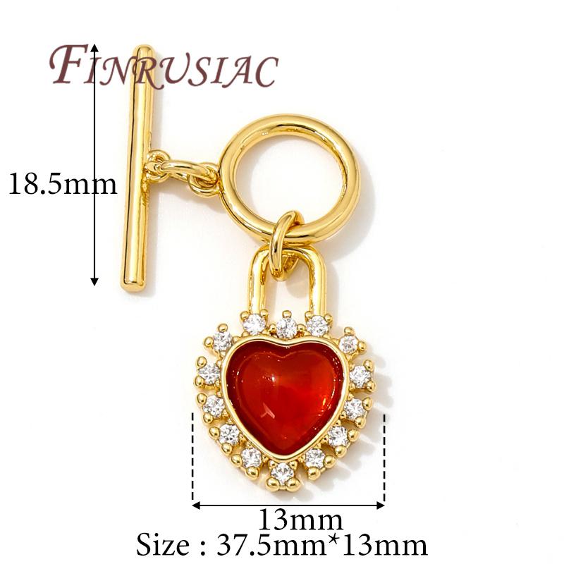 18K Gold Plated Red Stone with Zircon Toggle Clasps Accessories For Bracelets,Connectors For Jewelry OT Clasps Findings