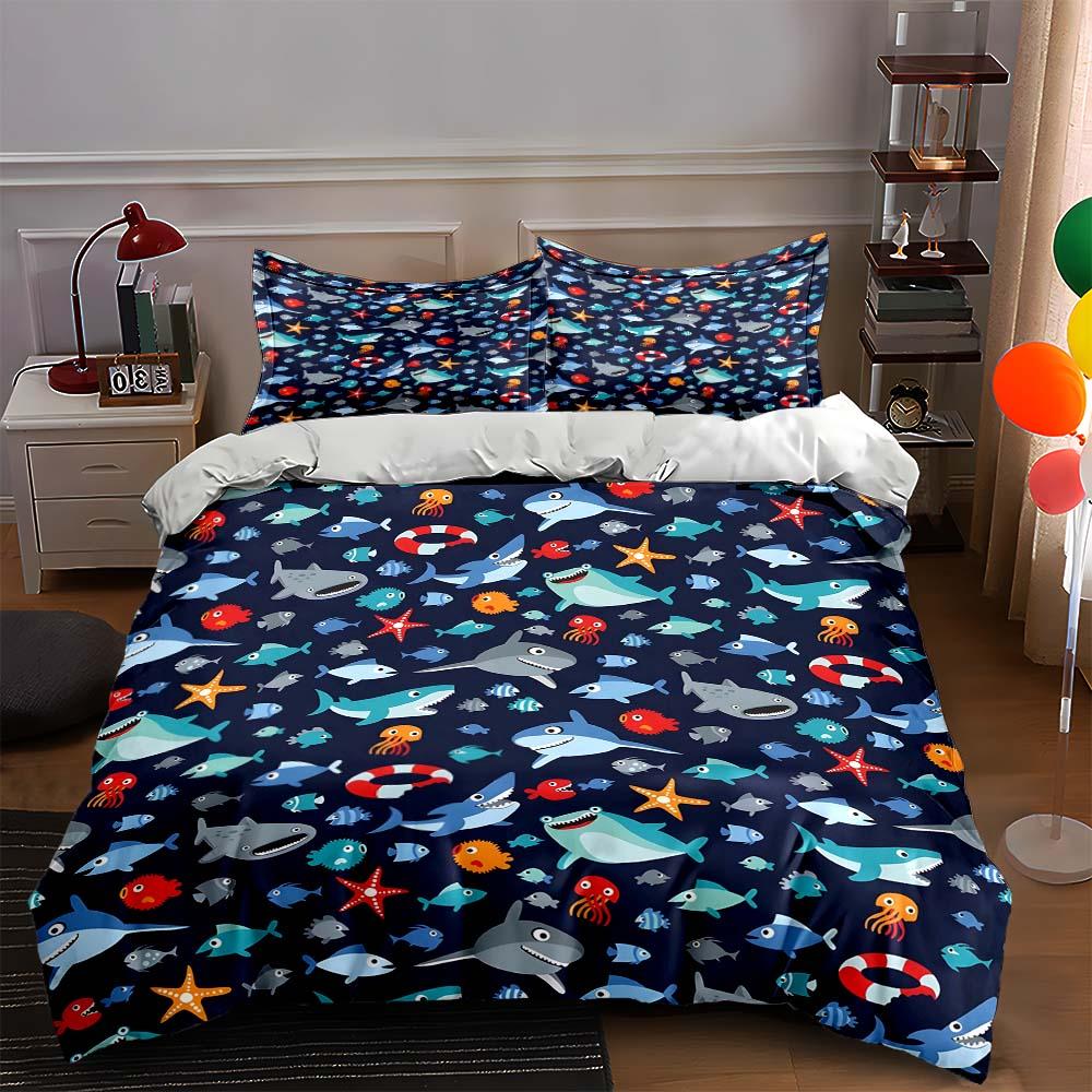 

Sea life illustrations Bedding Duvet cover sets Duvet covers Pillowcases gifts (1 * Duvet Cover 2 * Pillowcases, without duvet insert) 135x200cm