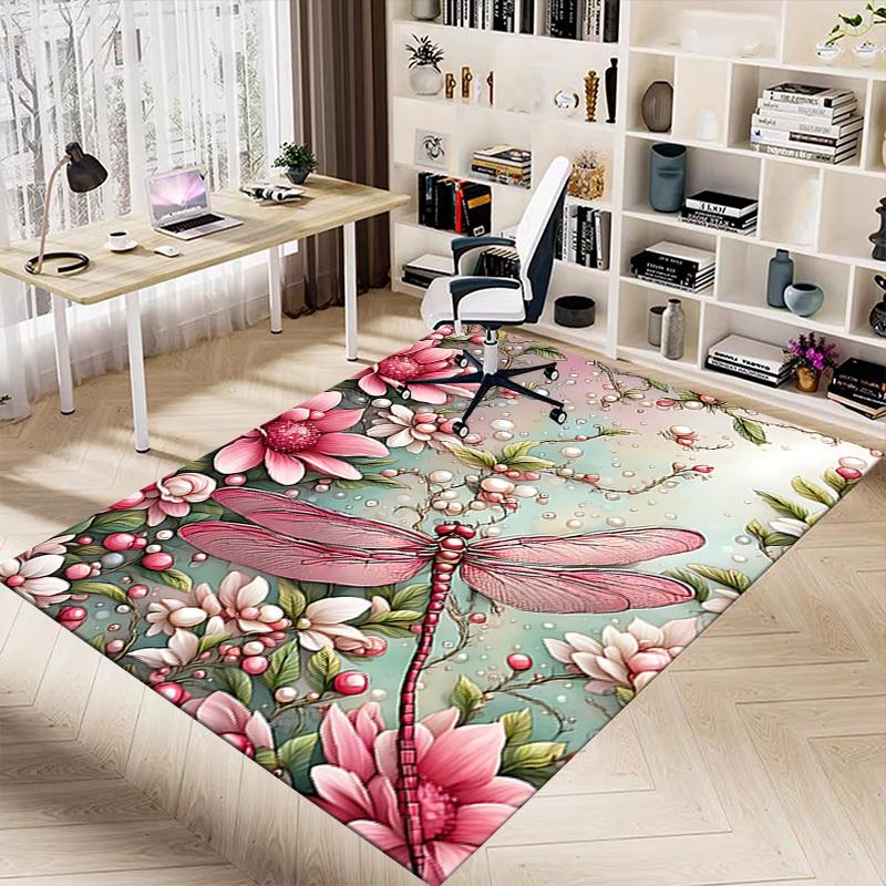 1PC Dragonfly, Flowers Carpet Ultra Soft, Thick & Absorbent, Non Slip Machine Washable Mat for Entryway