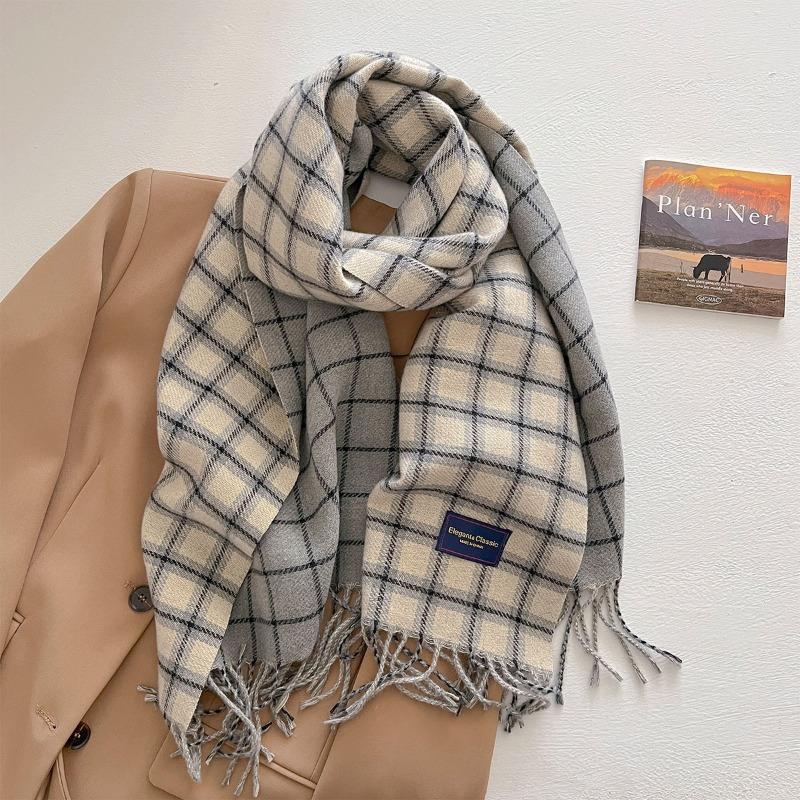 Autumn and winter new versatile scarf women's thickened woven thick beard fringed warm scarf imitation cashmere shawl
