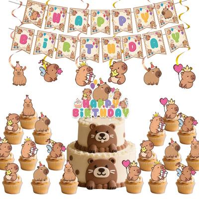 New Animation Capybara Children's Birthday Party Photo Photography Background Cloth Scene Decoration Banner