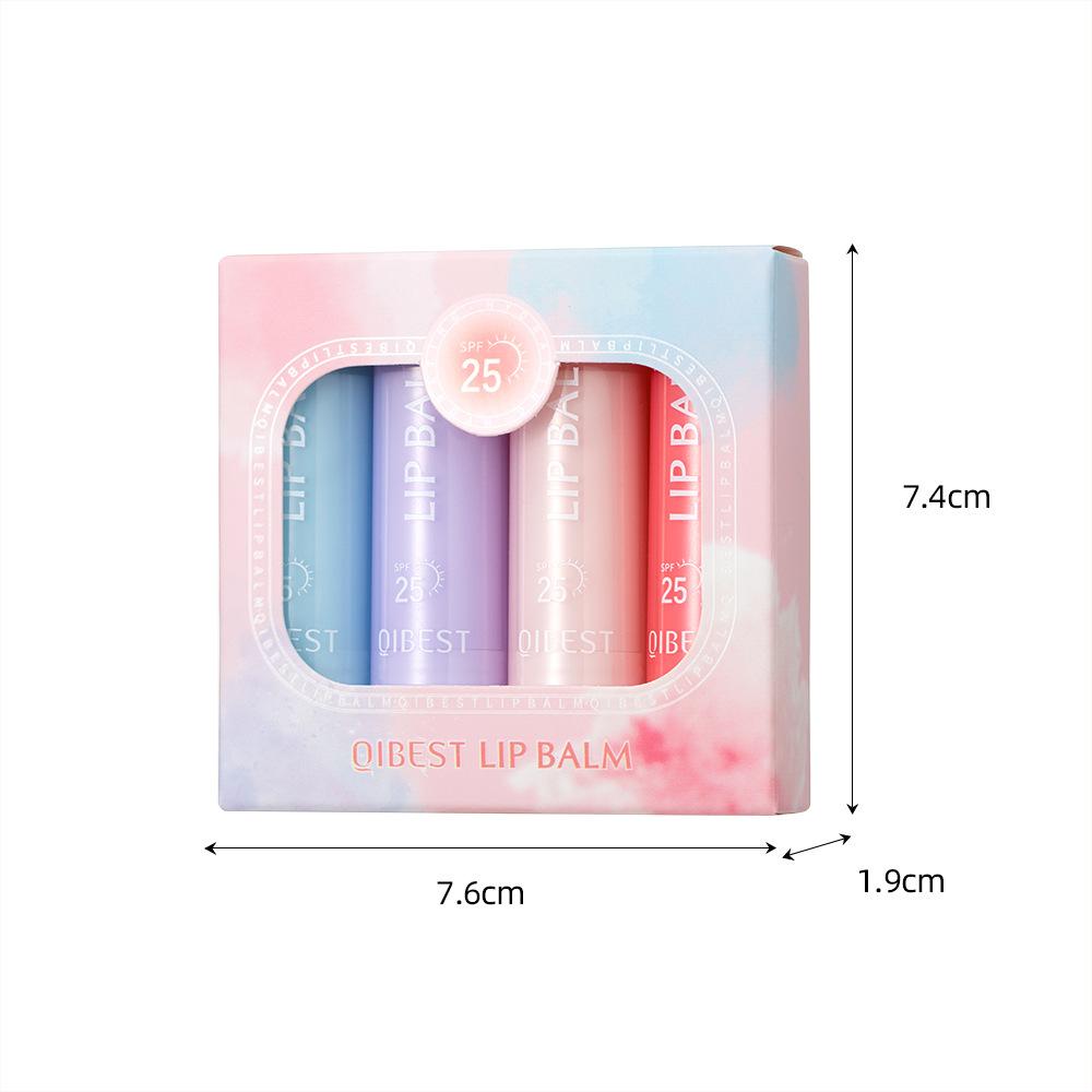 4Pcs Moisturizing Lip Balm Set Fruit Scent Lip Care Stick Repair Dry Cracked Lips Sun Protection Lip Primer