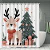 Christmas Merry Christmas 1/4pcs Winter Decoration Shower Curtain Set with 12 Hooks, Waterproof Shower Curtain, Non-Slip Bath Ma