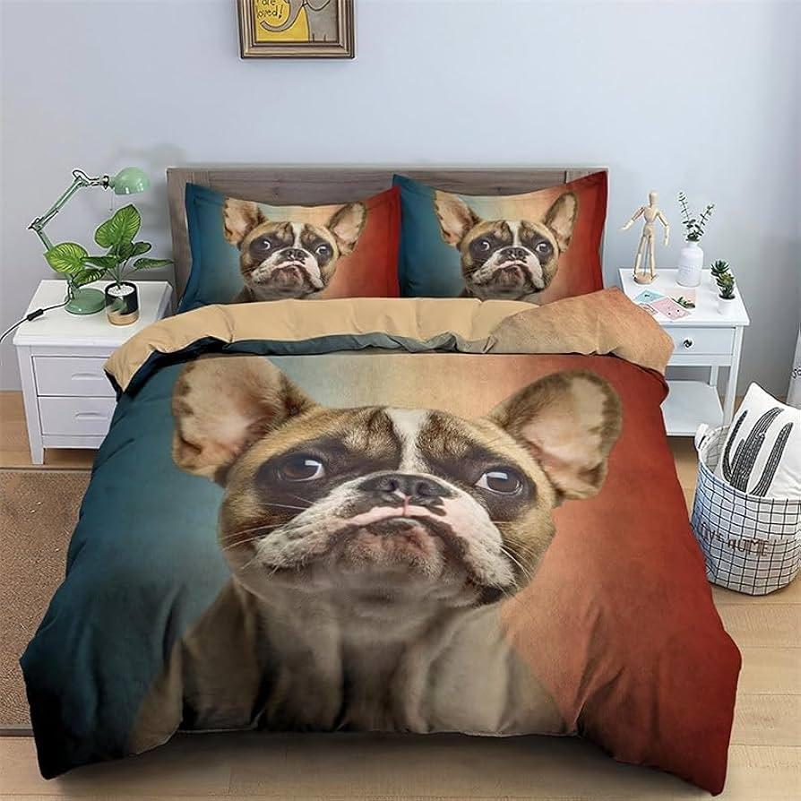 French Bulldog Duvet Cover Twin Queen Cute Puppy Dog Comforter Cover Cartoon Pet Animal Print Bedding Set For Boys Girls Bedroom