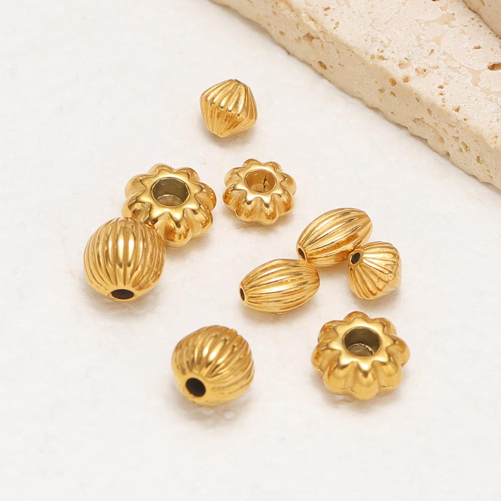 20Pcs Stainless Steel Flower Bead Loose Spacer Tube 8mm Beads for DIY Jewelry Making Bracelet Making Necklace Wholesale Findings