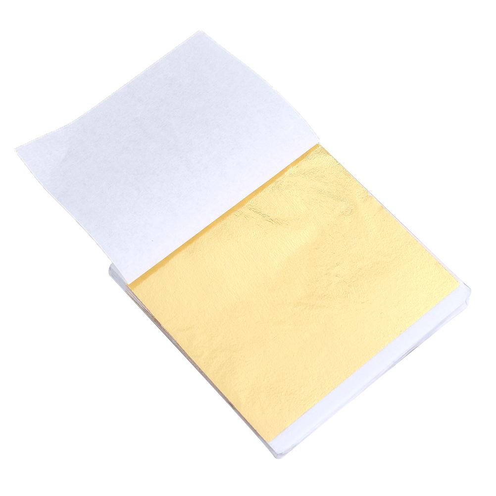 50pcs 8X8.5Cm Gold Sheets Imitation Gold Leaf Shiny Craft Decoration For Wood Ceramic Glass Metal Fabric Diy Projects Art Foil