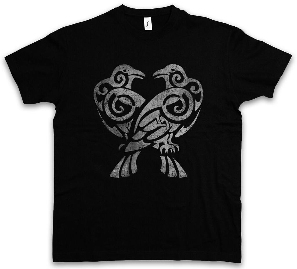 Tricou unisex Hugin și Munin Iv Valhalla Norse Vikings Odhin Odin Thor Raven Ravens