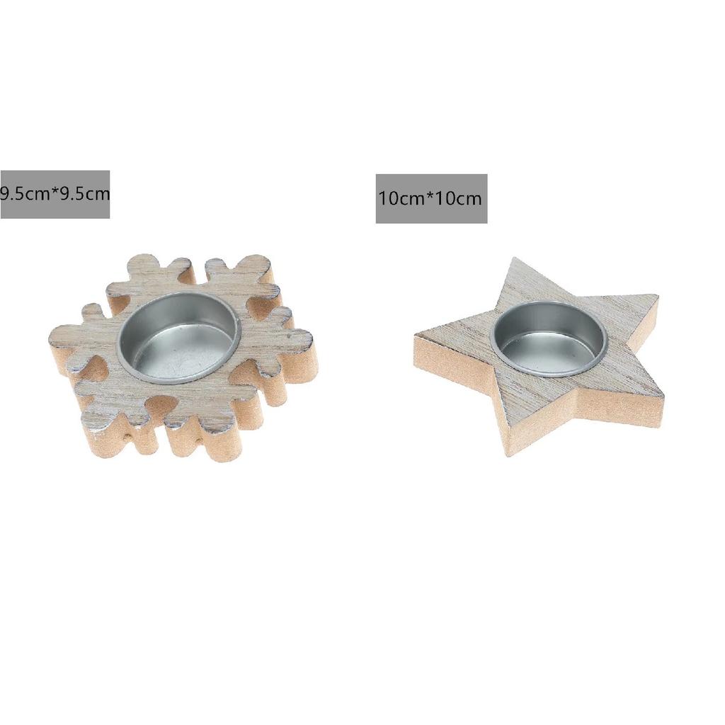 Wooden Xmas Snowflake Candlestick Christmas Tree Shape Candle Holder for Home Decoration 2025 Navidad Kerst Noel New Year Decor