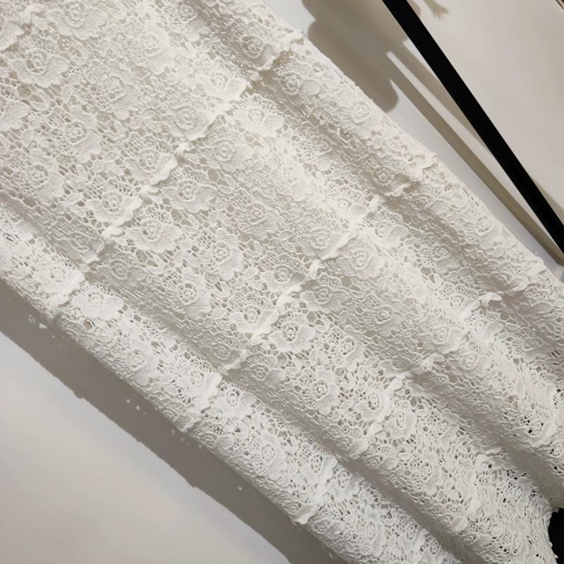 Dimanaf 2025 New Dress Women Knitting Lace Sleeveless Vest O-Neck Hollow Summer Style Loose Basic