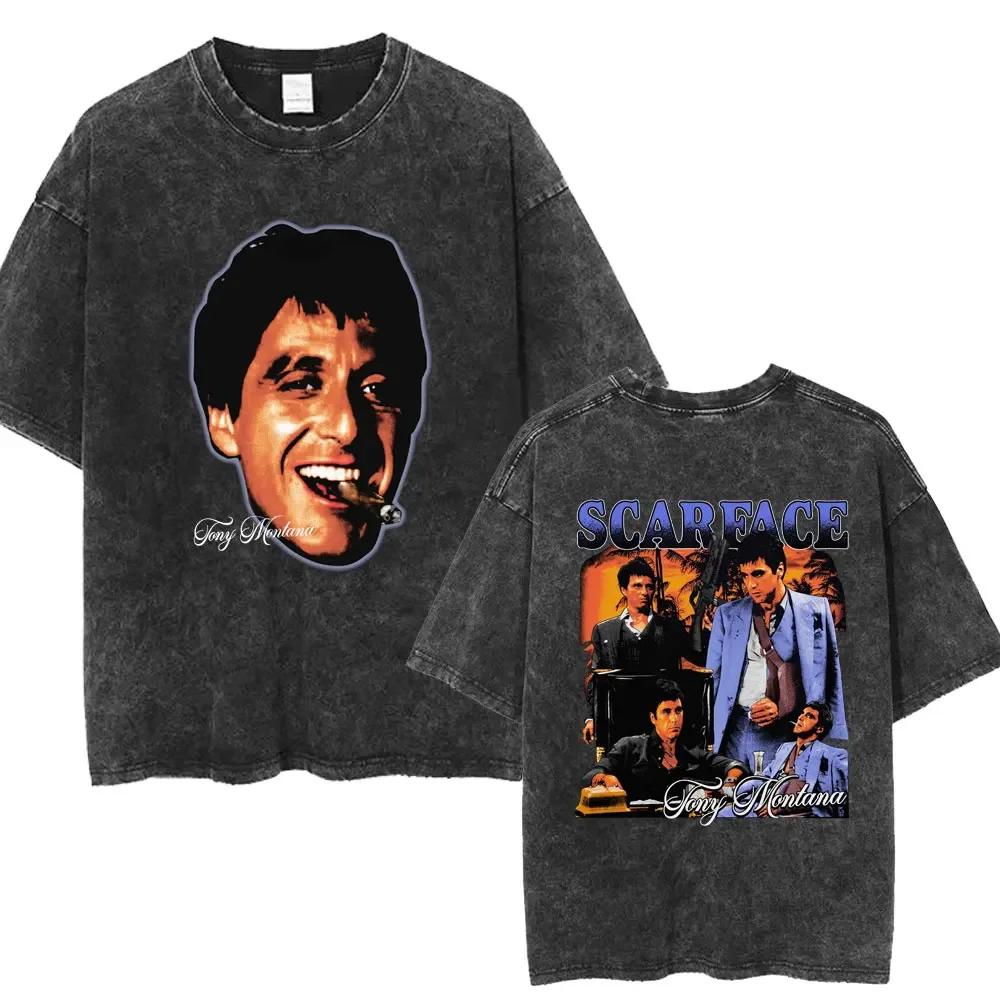 Streetwear Scarface Movie Always Tell The Truth Even When I Lie Tony Montana Washed T-shirt Men Vintage Punk