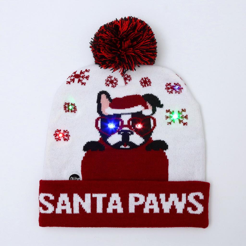 Unique Patterned Christmas Beanie Hat With Bright Led Lights For Winter Cheer