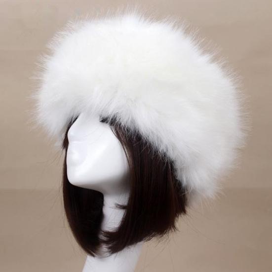 Women Hat Solid Color Faux Fur Headwear Brimless Empty Top Hat for Skiing