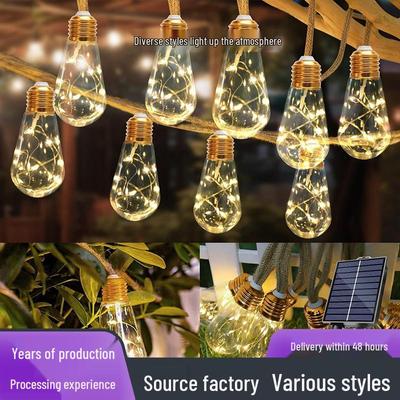 Solar Jute Rope Garden Lights - Outdoor Waterproof Copper Wire Bulbs for Decorative Camping Atmosphere