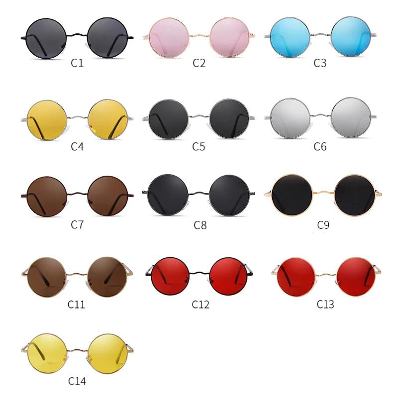Round Sunglasses High Quality Brand Design Vintage Party Men Circle Frame Shades Sun Glasses Women Yellow Lens Uv400