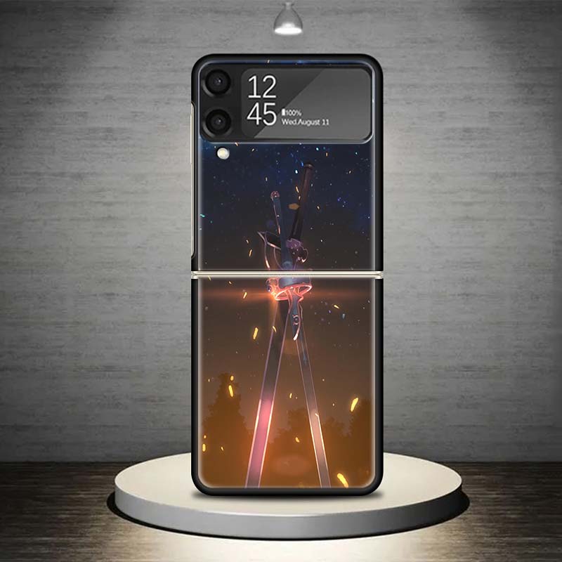 Anime Sword Art Online SAO Phone Case For Samsung Galaxy Z Flip 7 6 5 4 3 5G Shockproof Cover Z Flip7 Flip6 ZFlip5 Flip3 Flip4 L