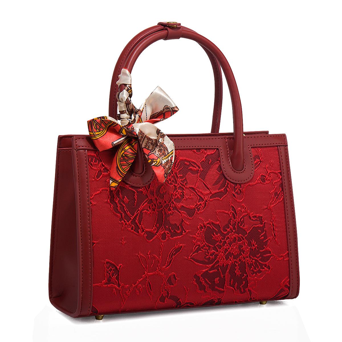 

Red Large-Capacity Handbag, Wedding Gift, Bride Daughter Mother Bag, Mother-In-Law Wedding Bag