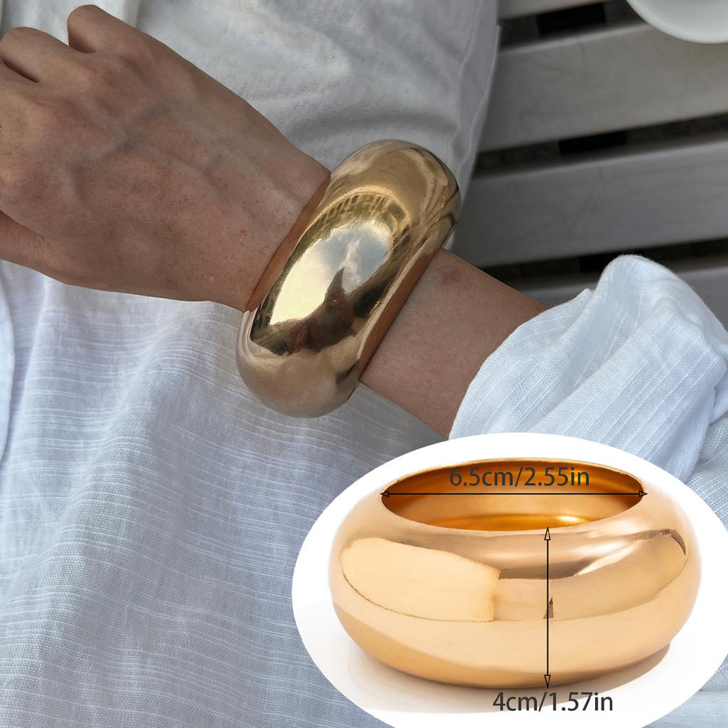 Exaggerated Metal Large Glossy Bracelet Bracelet Design Sense Geometric Round Wide Bracelet