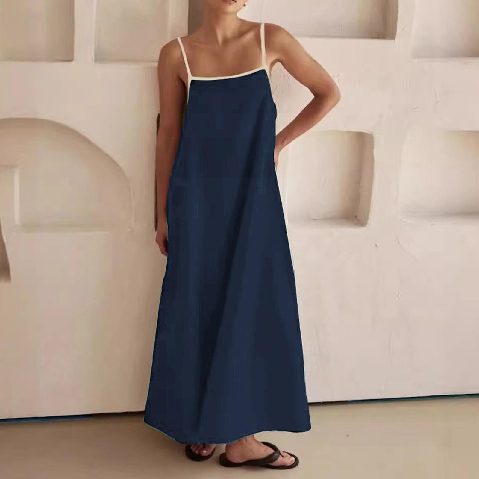 

Модное женское платье контрастного цвета с большим подолом на подтяжках, новинка весны/лета XL