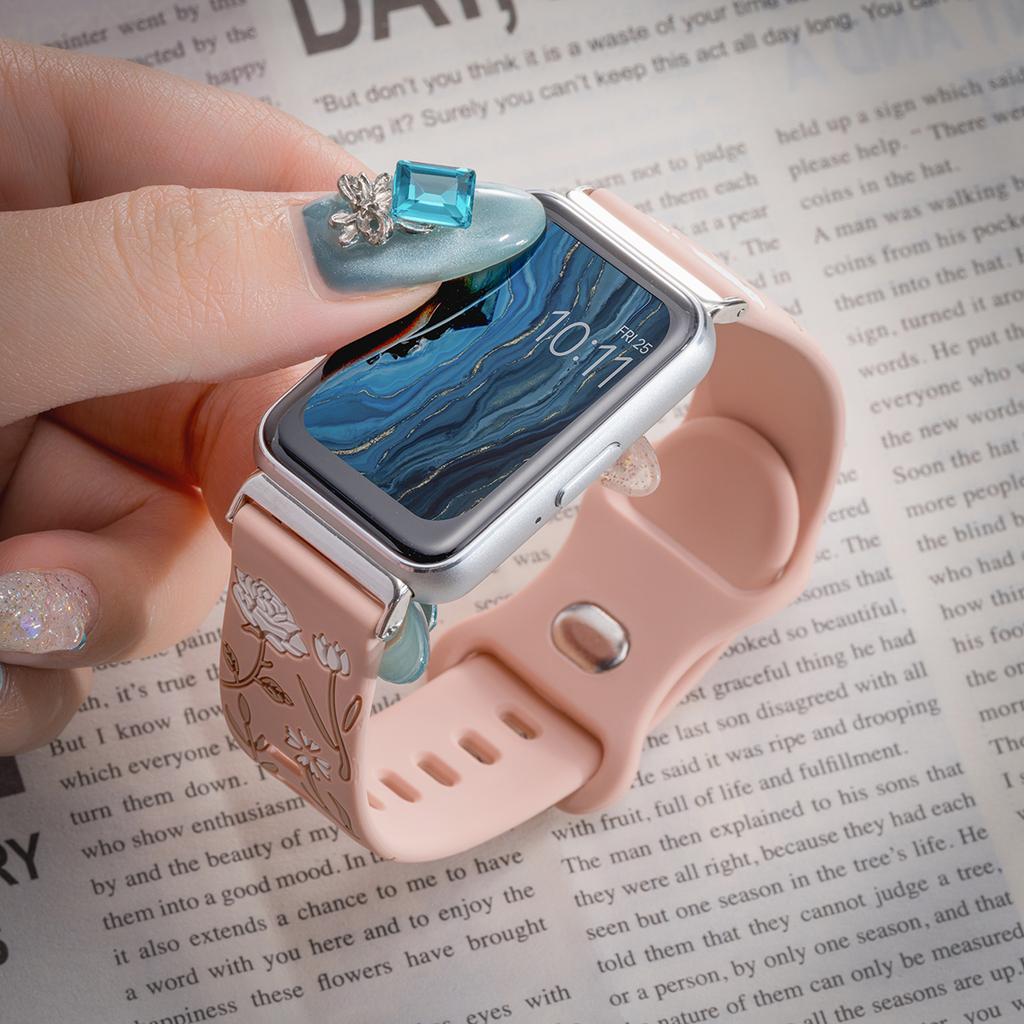 Prints Floral Strap for Samsung Galaxy Fit 3 Watch Band Silicone Engraving Bracelet for Samsung Galaxy Fit 3 Women Wristband