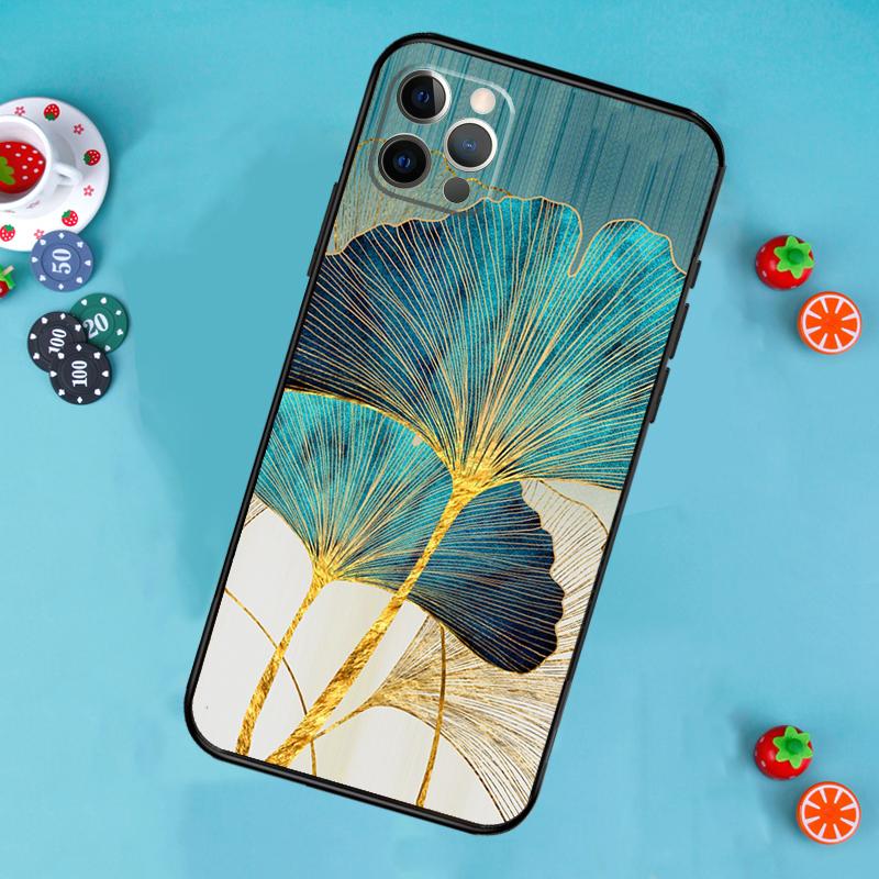 Luxury Gold Foil Art Phone Case For iPhone 17 Air 16 15 14 13 11 12 Pro Max 13 12 mini 15 16 Plus 16e Cover Funda