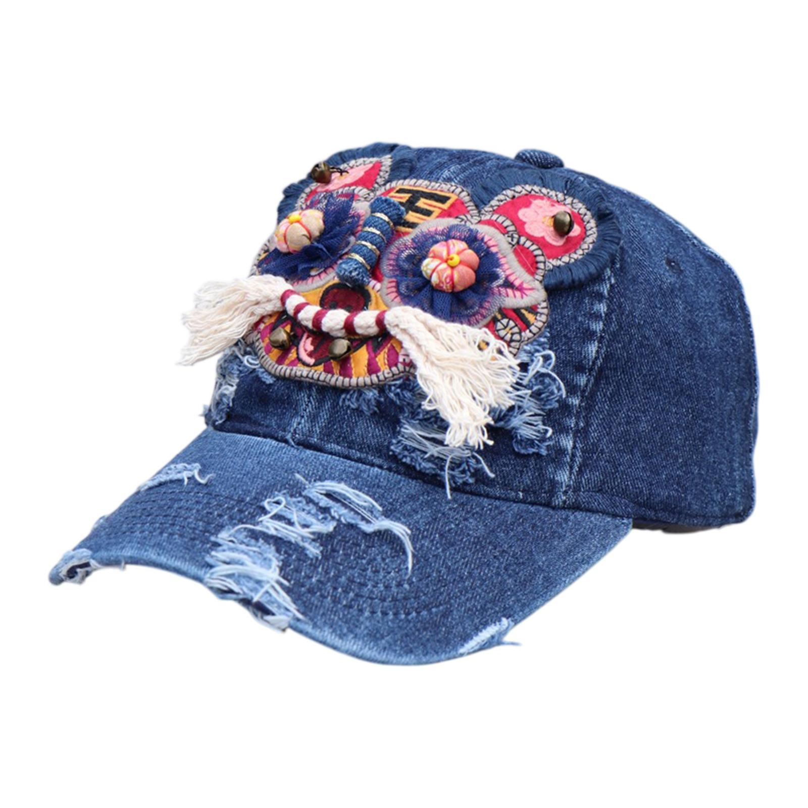 

Denim Baseball Cap with Embroidered Tiger Head Design Vintage Style Adjustable Sun Hat for Outdoor Activities Casual Wear One Size