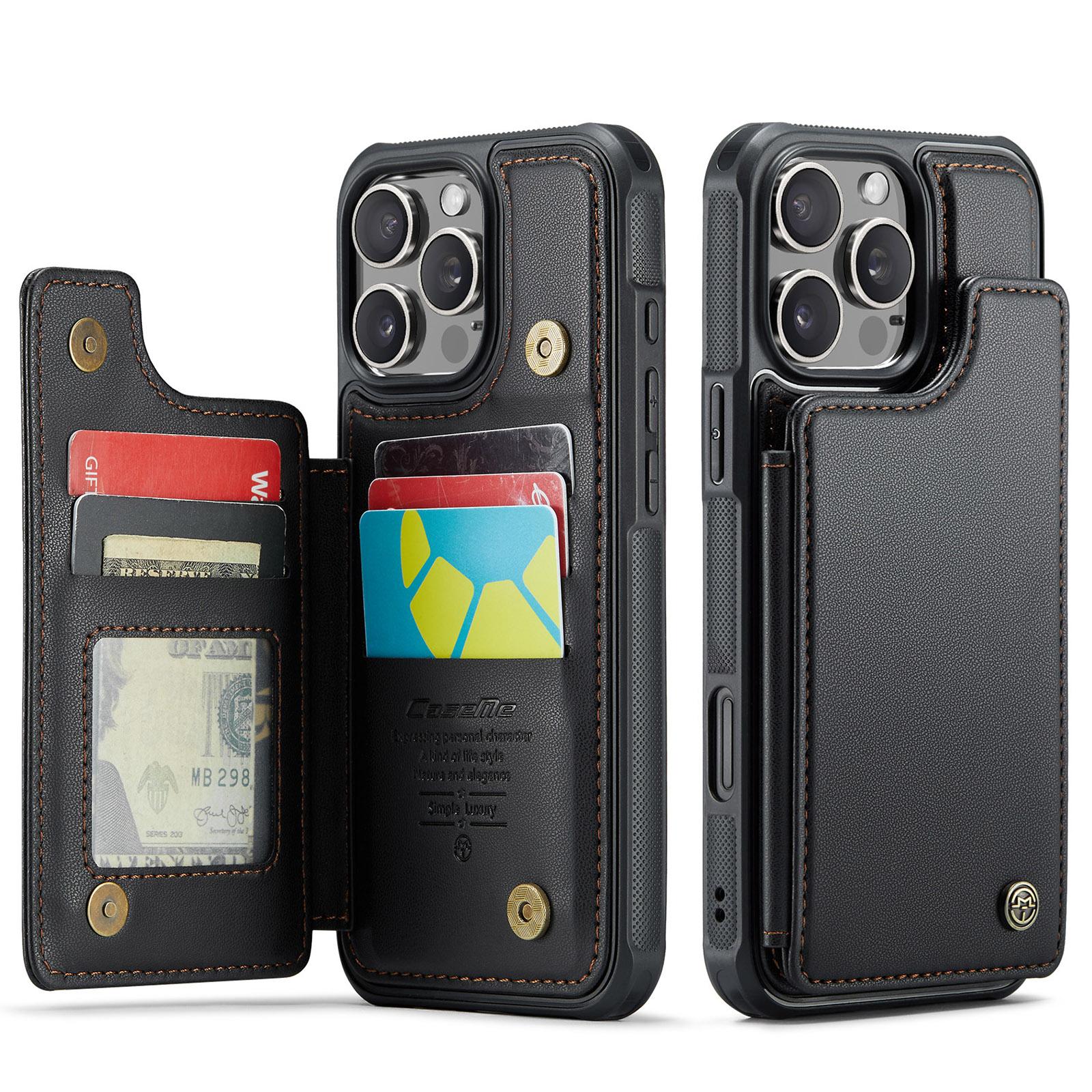 

CaseMe Wallet Case for iPhone 16 Luxury Premium PU Leather Card Slots Magnetic Holder Phone Back Cover 15.1*7.5*2.3cm чёрный