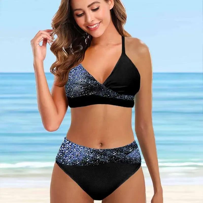 Kadın Yüzme Mayosu Halter Mayo İki Parça Mayo Çiçekli Çiçekli Kaju Baskılı Tankini Üst Boyshorts Yüzme S-5XL