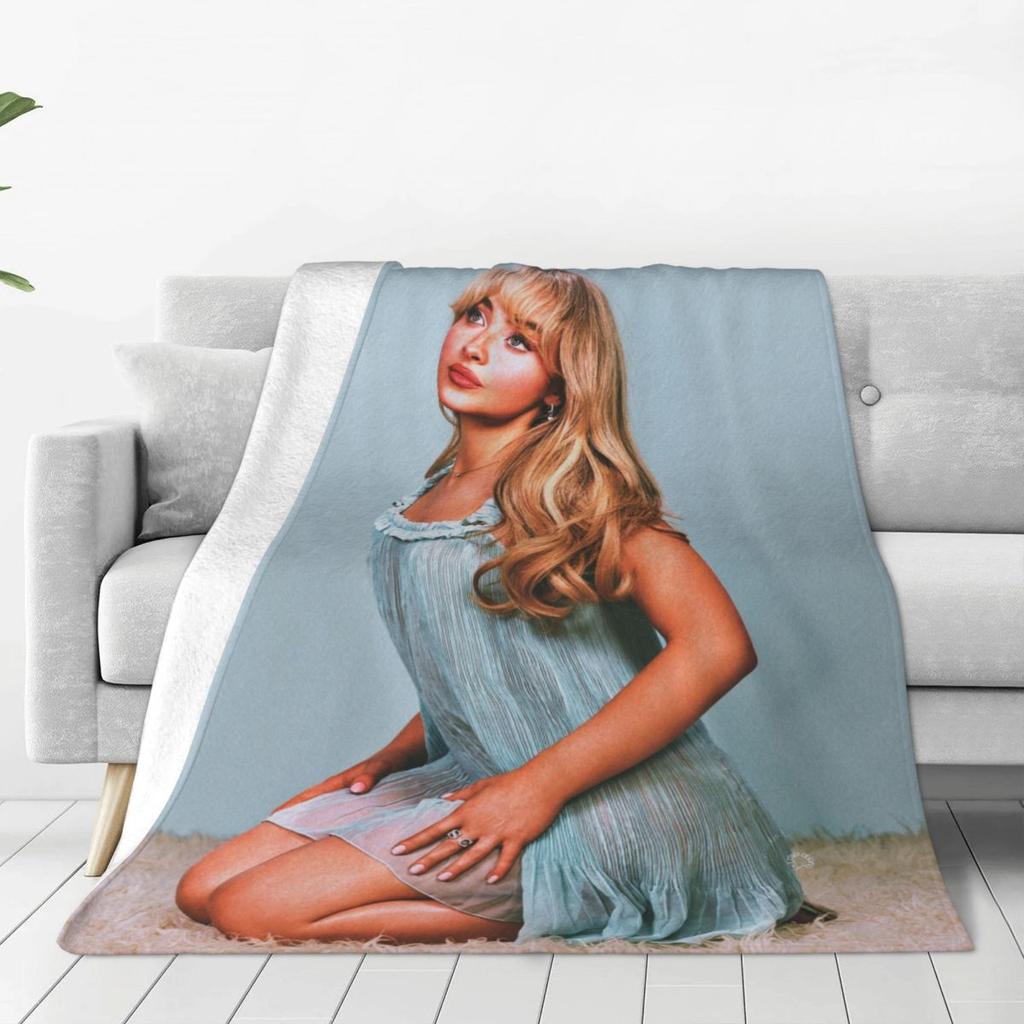 Custom Sofa Fleece S-Sabrina Carpenter Throw Blanket Warm Flannel Blankets For Bed Travel Sofa Bedspreads