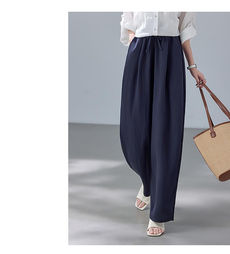 The Journey of Plain Shoes "Old Money Style Linen Lyocell Balloon Pants Summer Thin Elastic Waist Drop Breathable Casual Wide Leg Pants
