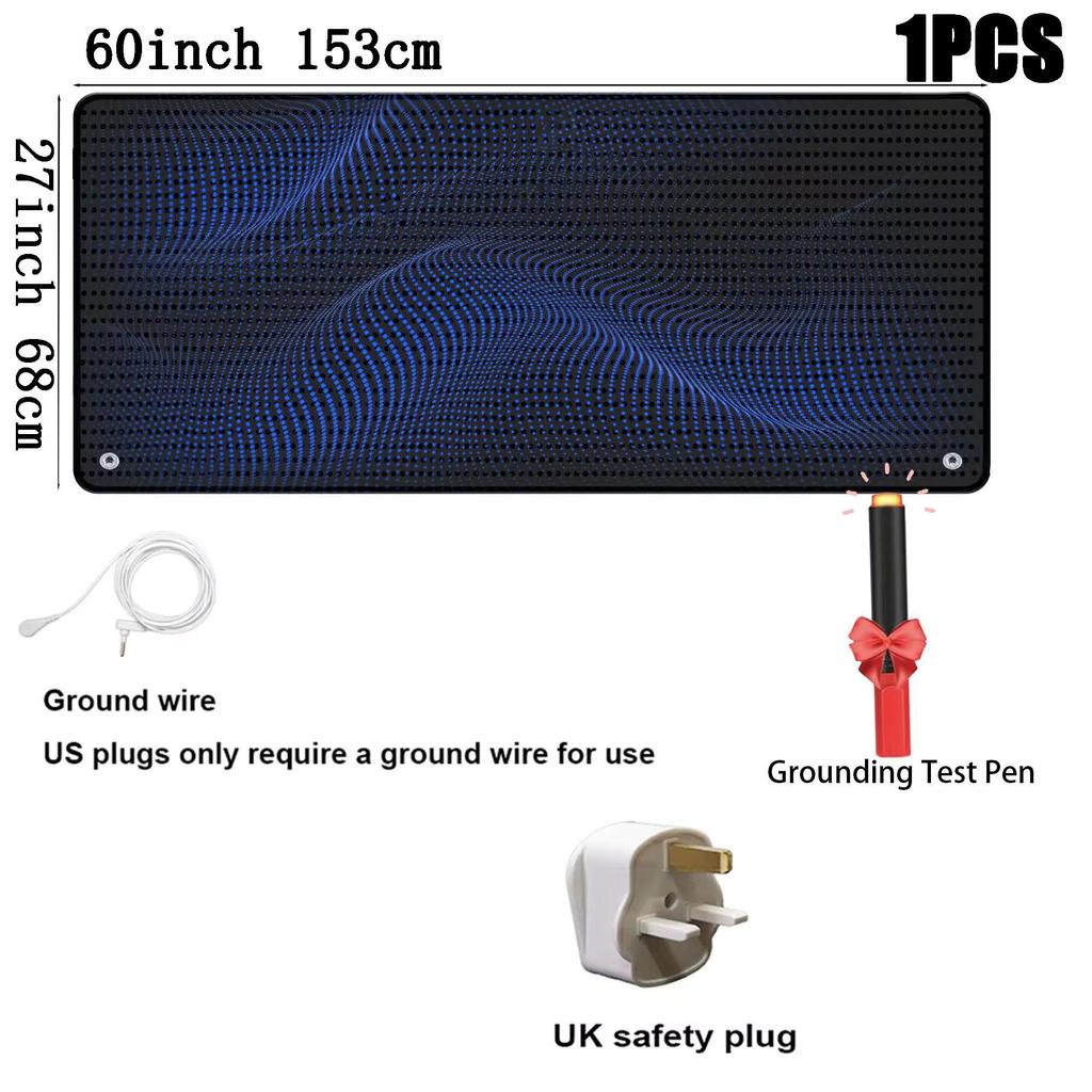 Grounding Mat for Bed Queen Size Anti Slip PU Leather Earthing Pad with Grounding Cord for Better Sleep Pain and Stress Relief