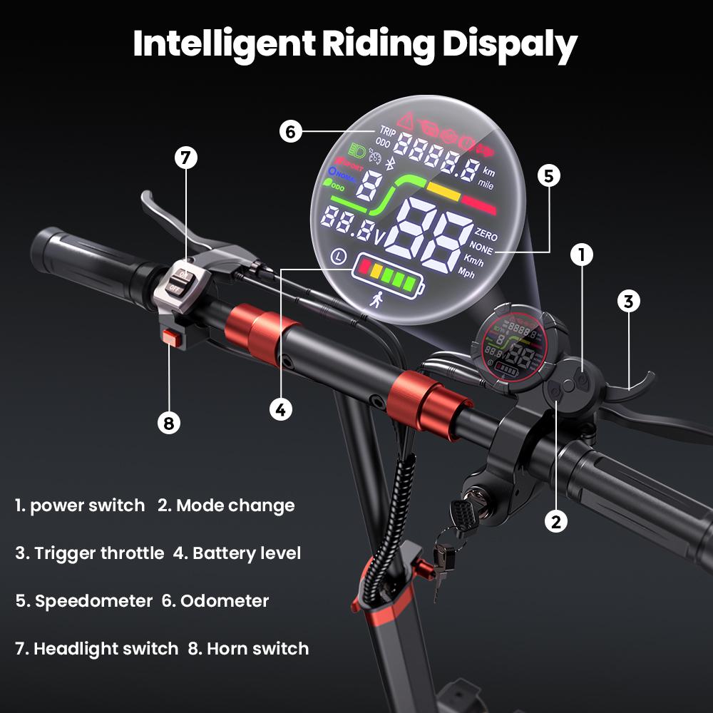 iScooter iX5S Electric Scooter 1000W 15Ah 11'' Off-Road Pneumatic Tires speed 25KM/H 60-65KM Range Adult Electric Scooters