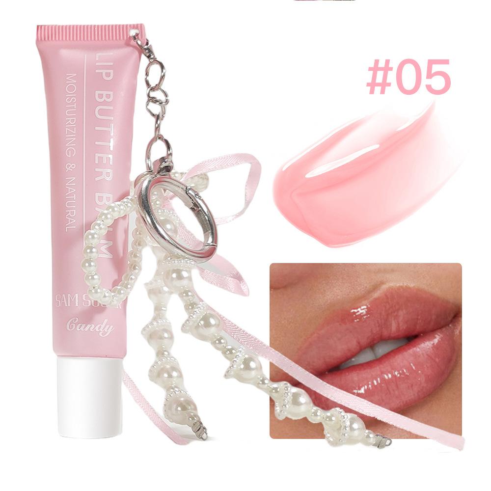 Hose Pearl Chain Lip Butter Balm Glaze Waterproof Lasting Gloss Moisturizing Water Light Mirror Lipstick Shine