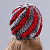 New Knitted Rabbit Fur Spiral Hat for Elderly Women Winter Thick Warm Pineapple Hat