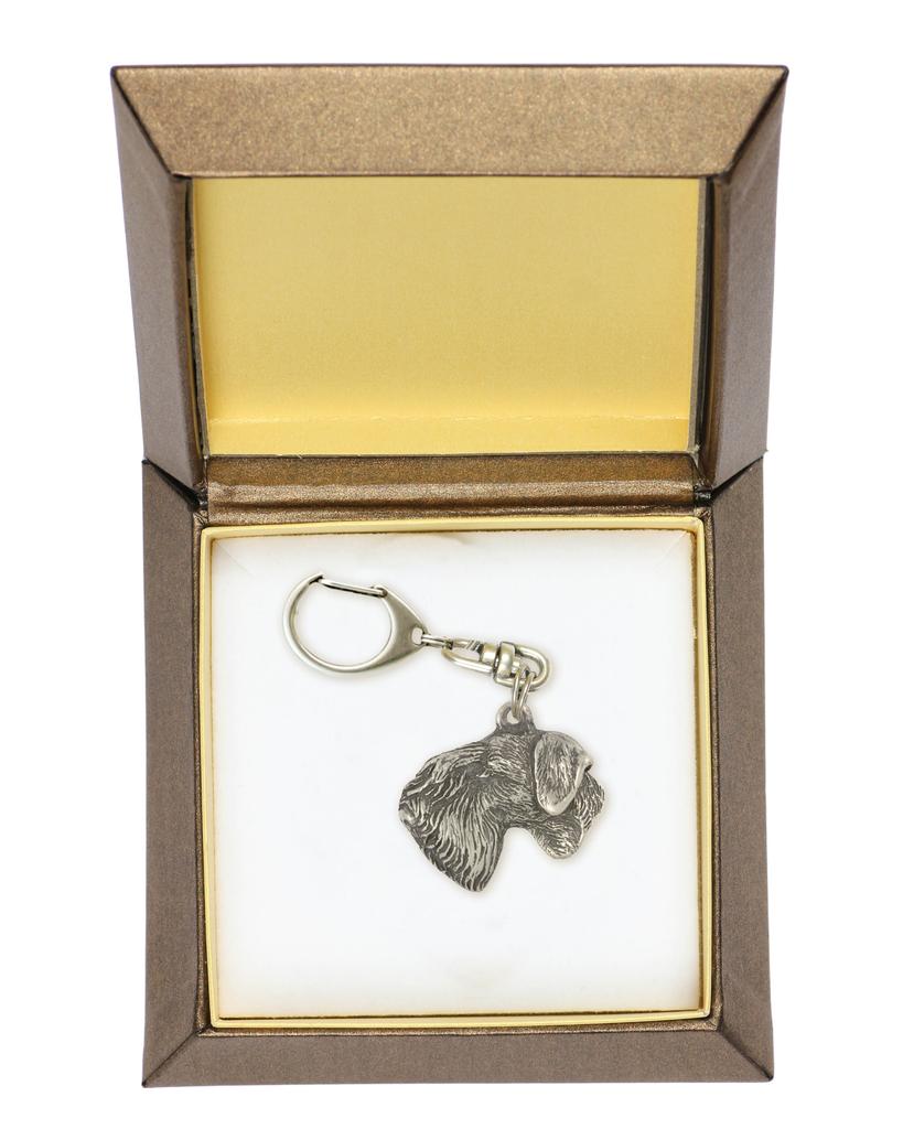 Cesky Terrier, Czech Terrier - Silver-plated Key Ring with a Dog In a Gift Box, Handbag Decoration, Backpack Pendant by Art-Dog Brand