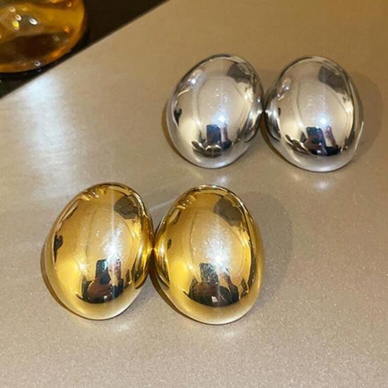 1 Pair Chunky Earrings for Women, Geometric Metal Earrings, Minimalist Irregular Ellipse Earrings, Simple Jewelry Gifts