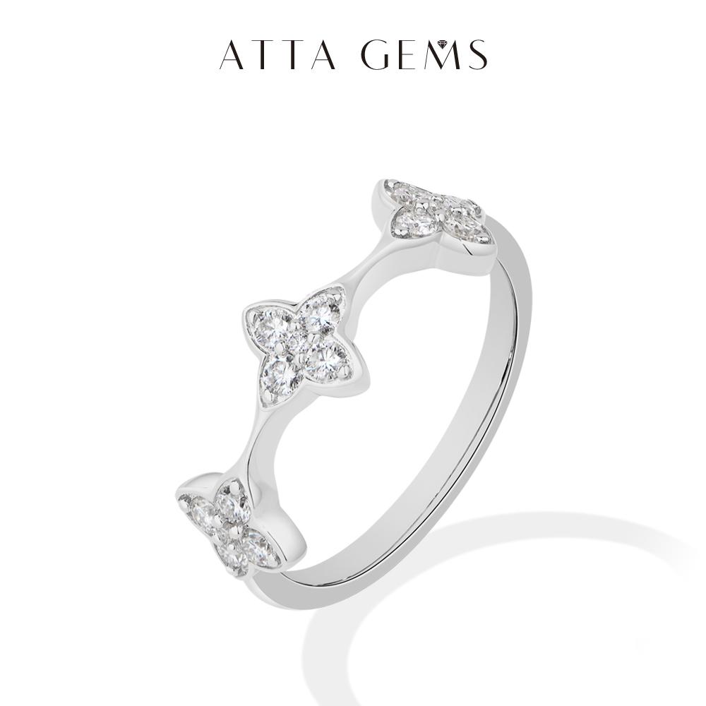 

ATTAGEMS Lucky Clover Flower Moissanite Rings Women S925 Silver Starlight Diamond Wedding Ring Mother s Day Gift 5&925 Sterling Silver