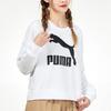 PUMA Colorblock Logo Print American-Style Sports Sweatshirt for Women, White