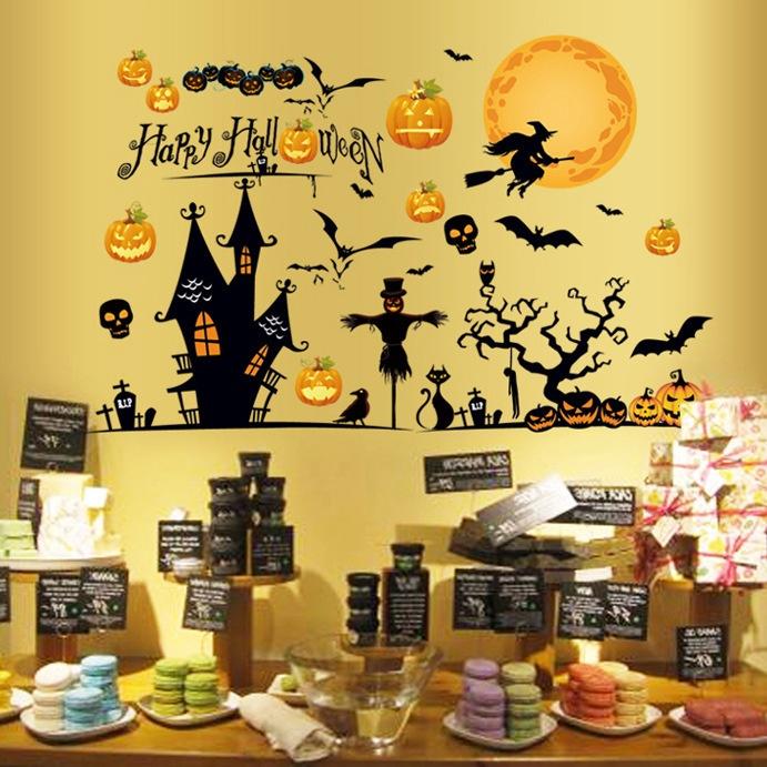 New Novelty Halloween Pumpkin Wall Stickers Glass & Bedroom & Window Removable Decoration Stickers