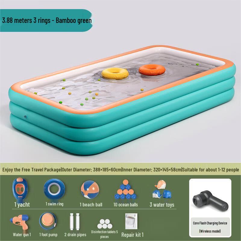 WEZHO 3.8M 3-Layer Foldable Inflatable Pool