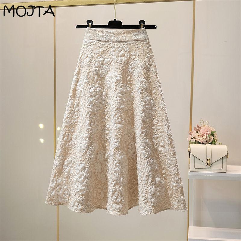 

Весенне-осенняя женская юбка-зонтик средней длины с высокой талией и цветочным принтом, а-силуэта