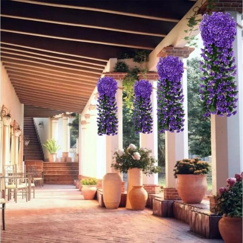 Artificial Flowers Garland Flower Hanging Dangling Ivy Surfinia Cascade - red