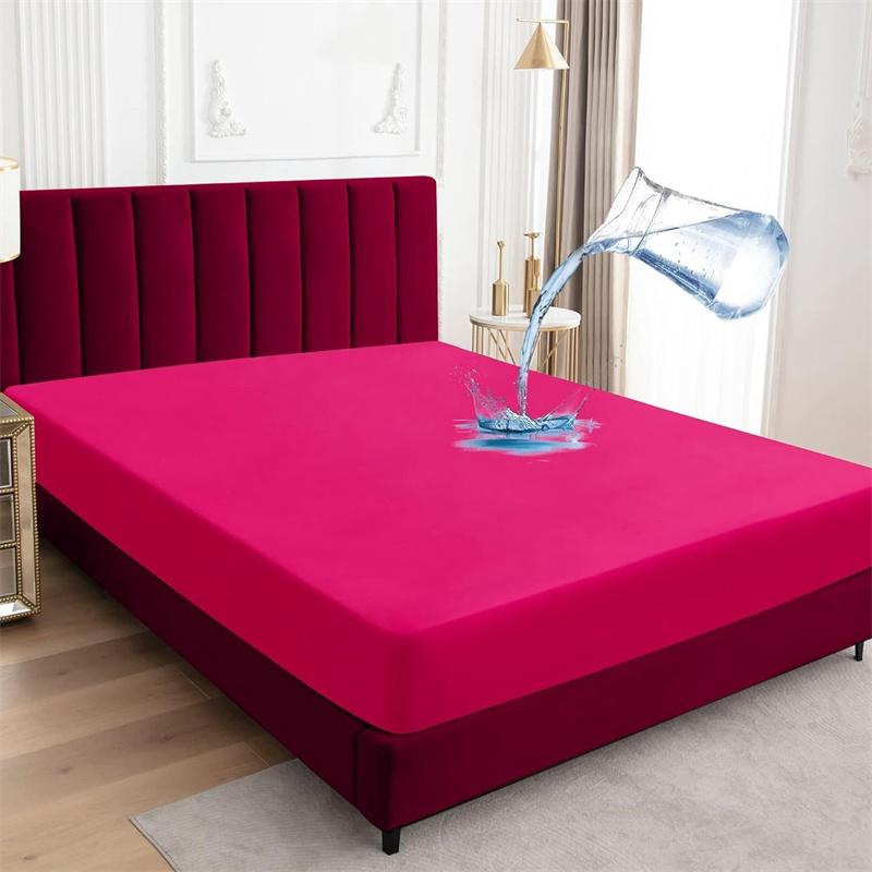 2025 Solid Color Bed Fitted Sheet Waterproof Bedcover Bed Sheet 1pc Mattress Cover Soft Comfortable Fitted Sheet Washable Durable Mattress Protector