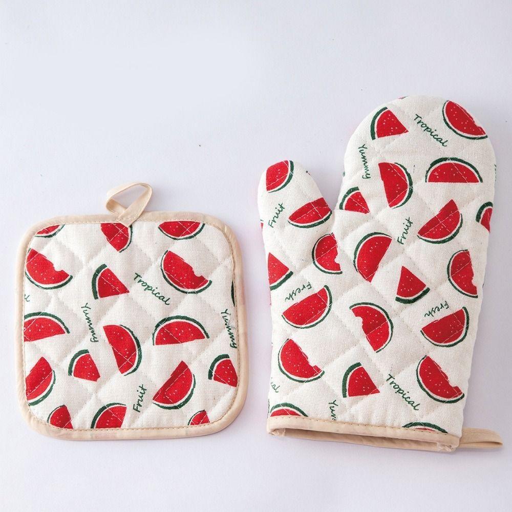 2 pcs Anti Scald Oven Gloves Heat-Resistant Insulated Glove Multi-purpose Microwave Mitten  BBQ