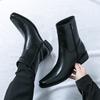 New Designer Winter High Tops Pointed Toe Patent Leather Chelsea Ankle Boots For Men's Flats All Match Shoes Zapatos Hombre